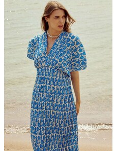 KATELONDON Φόρεμα πλισέ με βεντάλια μανίκι - Μπλε