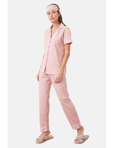 Trendyol ροζ τυπωμένο πλεκτό σετ πιτζάμες