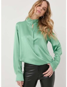 Μεταξωτή μπλούζα Victoria Beckham γυναικεία, χρώμα: πράσινο