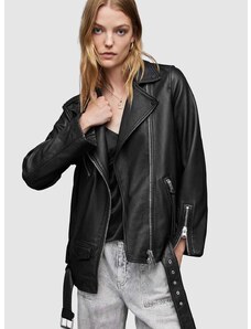 Δερμάτινο jacket AllSaints γυναικεία, χρώμα: μαύρο,