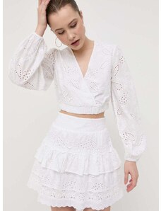 Βαμβακερή μπλούζα Guess γυναικεία, χρώμα: άσπρο