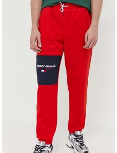 Παντελόνι φόρμας Tommy Jeans χρώμα: κόκκινο