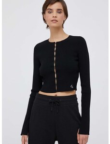 Πλεκτή ζακέτα Calvin Klein Jeans χρώμα: μαύρο