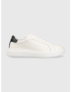 Δερμάτινα αθλητικά παπούτσια Calvin Klein LOW TOP LACE UP LTH χρώμα: άσπρο, HM0HM01016
