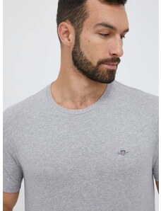 Βαμβακερό μπλουζάκι Gant χρώμα: γκρι