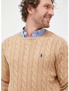 Βαμβακερό πουλόβερ Polo Ralph Lauren ανδρικά, χρώμα: μπεζ,