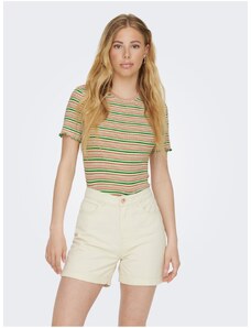 Πράσινο-Μπεζ Γυναικείο Ριγέ T-Shirt ONLY Janie - Γυναικεία