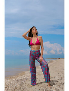 Homewear Bikini Τρίγωνο και brazil με σετ παντελόνα με φούξια μοτίβο (3pcs)
