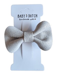 Baby Dutch Κοκαλάκι Δερμάτινος Φιόγκος με Κλιπ Glitter