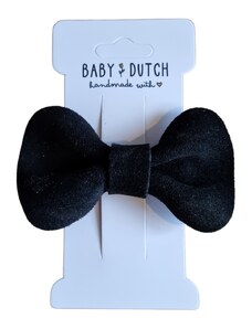 Baby Dutch Κοκαλάκι Δερμάτινος Φιόγκος με Κλιπ Black