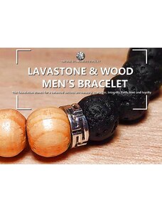 Stone bracelet Βραχιόλι από φυσικό πέτρωμα Λάβας και Ξύλο / Κωδικός Προϊόντος: NL116