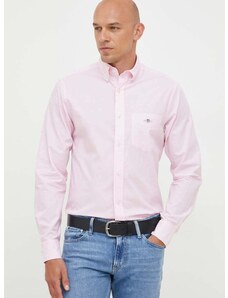 Βαμβακερό πουκάμισο Gant ανδρικό, χρώμα: ροζ