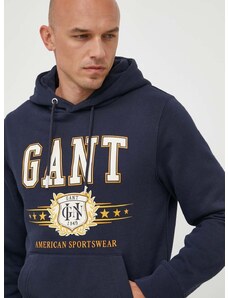 Μπλούζα Gant χρώμα: ναυτικό μπλε, με κουκούλα