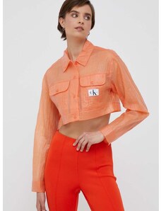 Μπουφάν Calvin Klein Jeans χρώμα: πορτοκαλί