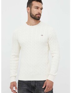 Βαμβακερό πουλόβερ Gant χρώμα: μπεζ