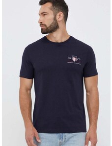 Βαμβακερό μπλουζάκι Gant χρώμα: ναυτικό μπλε