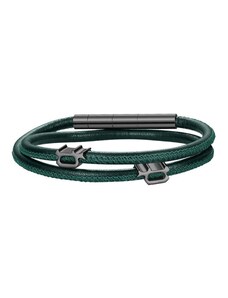 POLICE Bracelet Pipe | Green Leather - Silver Stainless Steel PEAGB0012102