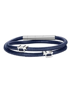 POLICE Bracelet Pipe | Blue Leather - Silver Stainless Steel PEAGB0012101