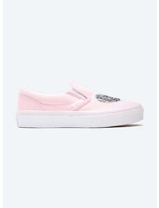Παιδικά πάνινα παπούτσια Vans Sequin Patch Classic Slip-On χρώμα: ροζ