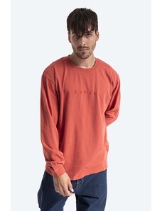 Βαμβακερή μπλούζα με μακριά μανίκια Edwin Embroidery TS LS χρώμα: κόκκινο