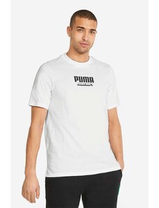 Βαμβακερό μπλουζάκι Puma x Minecraft ανδρικό, χρώμα: άσπρο