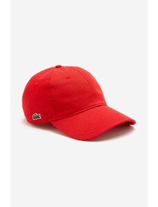 Βαμβακερό καπέλο του μπέιζμπολ Lacoste χρώμα κόκκινο (puste)