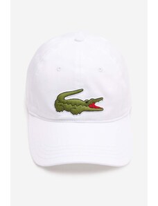 Βαμβακερό καπέλο του μπέιζμπολ Lacoste χρώμα άσπρο (puste)