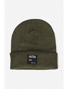 Καπέλο Alpha Industries Label Beanie χρώμα: πράσινο