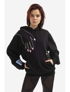 Βαμβακερή μπλούζα MCQ γυναικεία, χρώμα: μαύρο, με κουκούλα