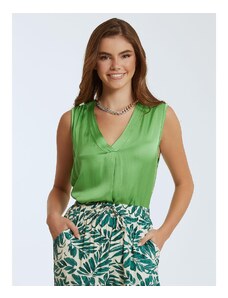Celestino Αμάνικη σατέν μπλούζα πρασινο ανοιχτο για Γυναίκα