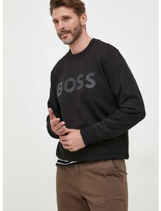 Βαμβακερή μπλούζα BOSS χρώμα: μαύρο