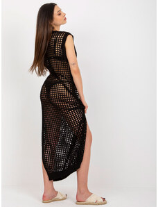 Fashionhunters Μαύρο μακρύ πλεκτό φόρεμα