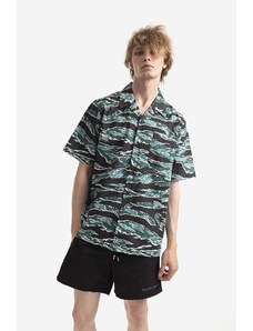 Βαμβακερό πουκάμισο Maharishi Tigerskins x Worhol ανδρικό, χρώμα: μαύρο F30