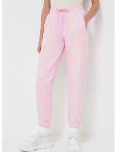 Βαμβακερό παντελόνι adidas Originals χρώμα: ροζ