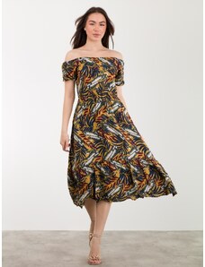 FREE WEAR Φόρεμα Γυναικείο με Print - Κίτρινο - 008004