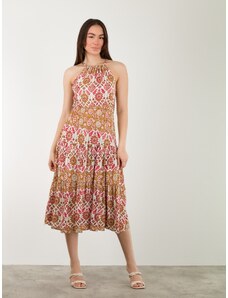 OBI Φόρεμα Γυναικείο Μακρύ με Print - Εκρού - 024004