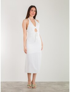 FREE WEAR Φόρεμα Γυναικείο με Δέσιμο στον Λαιμό - Άσπρο - 005005
