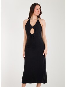 FREE WEAR Φόρεμα Γυναικείο με Δέσιμο στον Λαιμό - Μαύρο - 001005