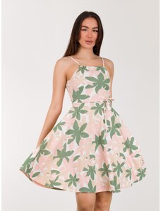 FREE WEAR Φόρεμα Γυναικείο με Print Λουλούδια - Πράσινο - 004004