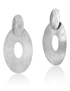 Bijou Box Μεγάλα σκουλαρίκια κρεμαστά από μπρούτζο ασημί BONS