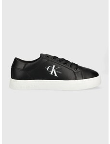 Δερμάτινα αθλητικά παπούτσια Calvin Klein Jeans Classic Cupsole Laceup Low CUPSOLE LACE UP LOW χρώμα: μαύρο YM0YM00491