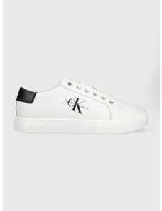 Δερμάτινα αθλητικά παπούτσια Calvin Klein Jeans Classic Cupsole Laceup Low CUPSOLE LACE UP LOW χρώμα: άσπρο YM0YM00491