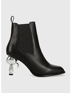 Δερμάτινες μπότες τσέλσι Karl Lagerfeld IKON HEEL γυναικείες, χρώμα: μαύρο, KL39060 F3KL39060