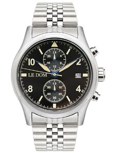 LE DOM Pilot - LD.1348-5, Silver case with Stainless Steel Bracelet