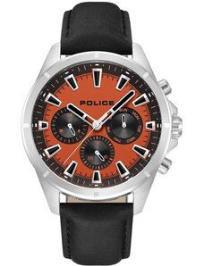 POLICE Malawi - PEWJF0005804, Silver case with Black Leather Strap