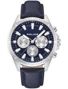 POLICE Malawi - PEWJF0005803, Silver case with Blue Leather Strap