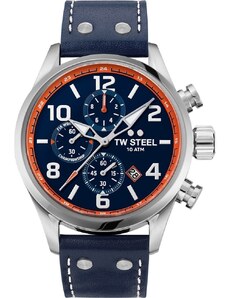 TW STEEL Volante Chronograph WRC Special Edition - VS89, Silver case with Blue Leather Strap