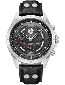 POLICE Malawi - PEWJF0004601, Silver case with Black Leather Strap