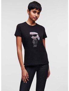 Βαμβακερό μπλουζάκι Karl Lagerfeld χρώμα: μαύρο