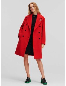 Μάλλινο παλτό Karl Lagerfeld χρώμα: κόκκινο